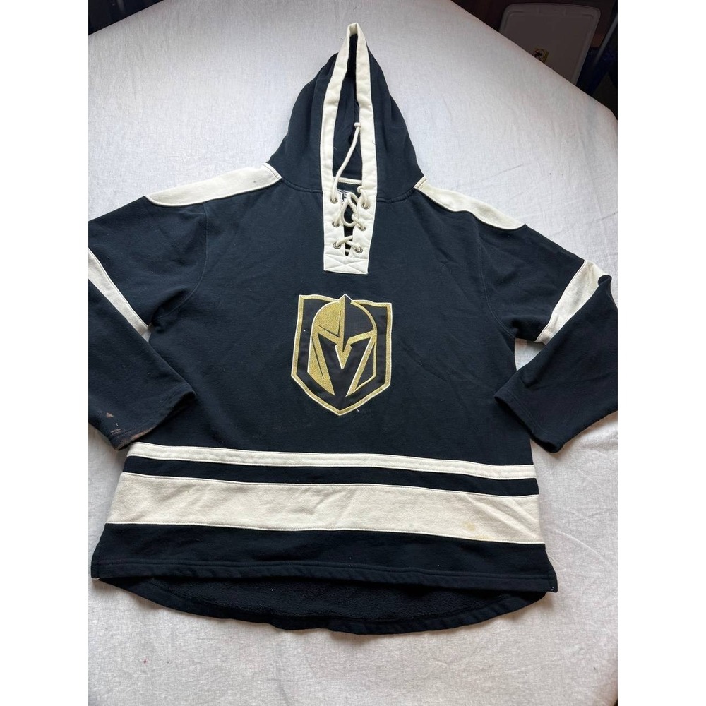 Las Vegas Golden Knights Mens Large Pullover Lace Front Hoodie Black White GTS